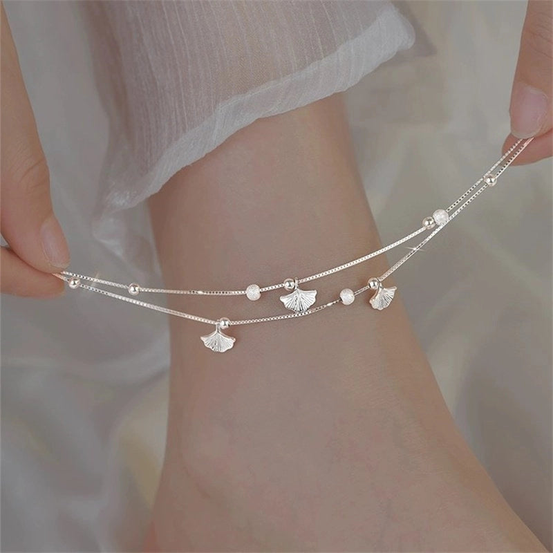 Ginkgo Leaf Charm Anklet [GX8ECCI7]
