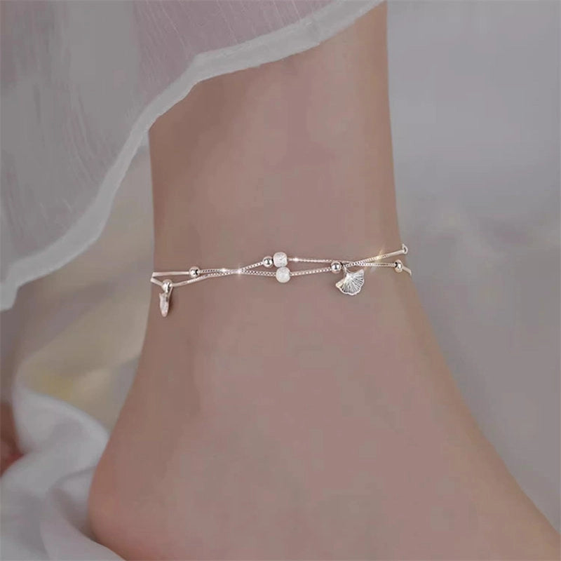 Ginkgo Leaf Charm Anklet [GX8ECCI7]