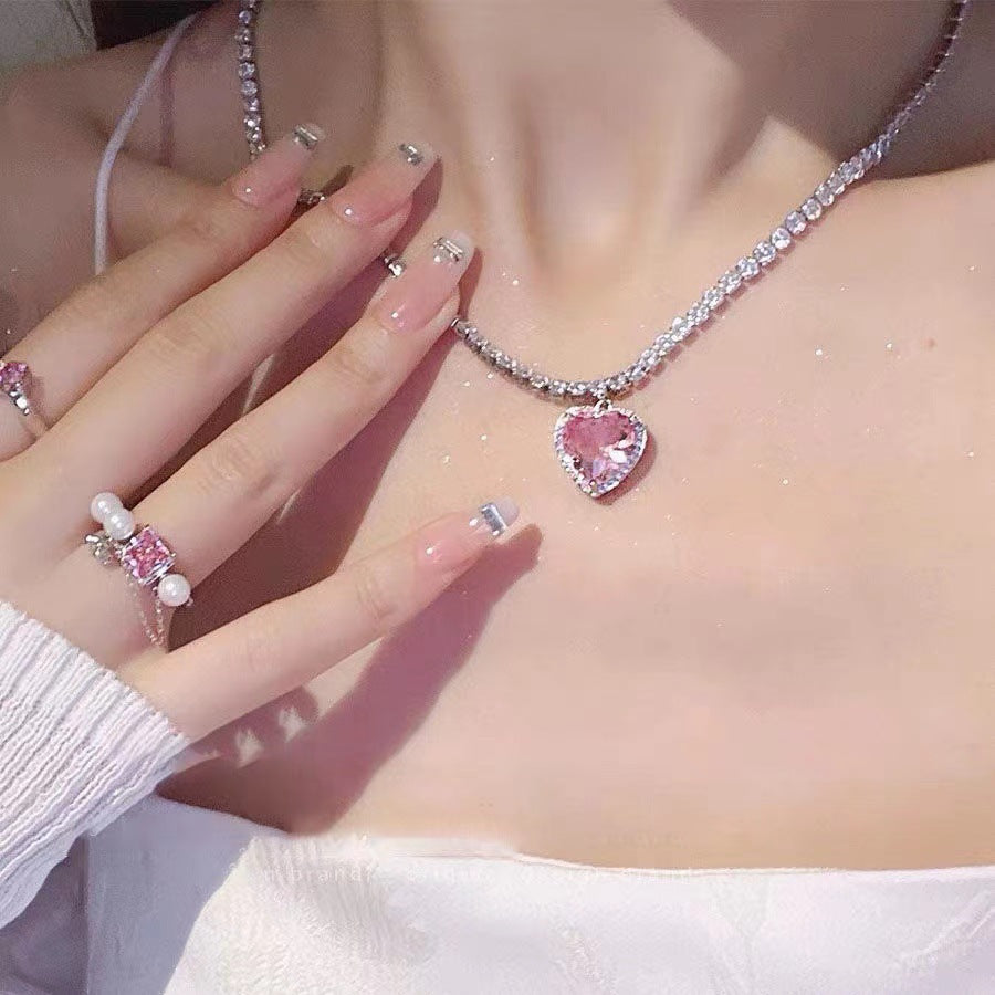 Gioia Pink Heart Jewelry Set [QNJGLM49]