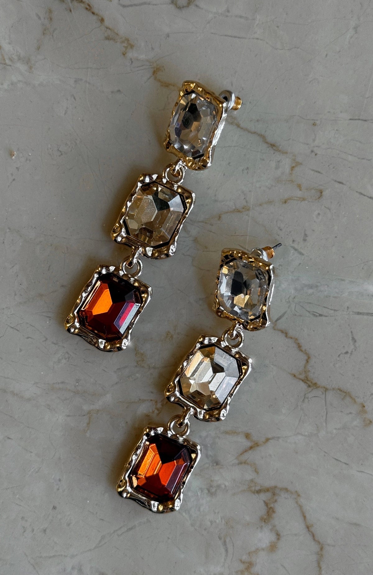 Missy Jewelry Gissel Triple Stone Drop Earrings