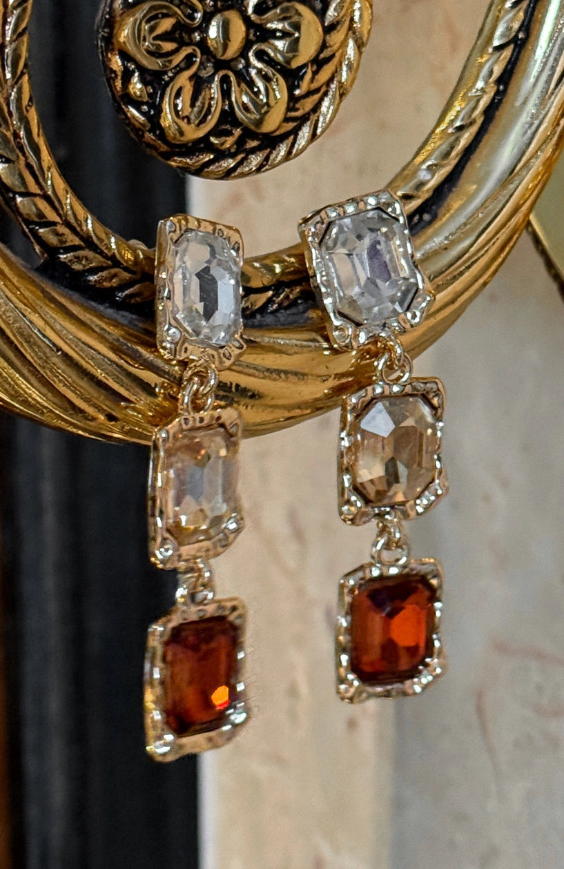 Missy Jewelry Gissel Triple Stone Drop Earrings