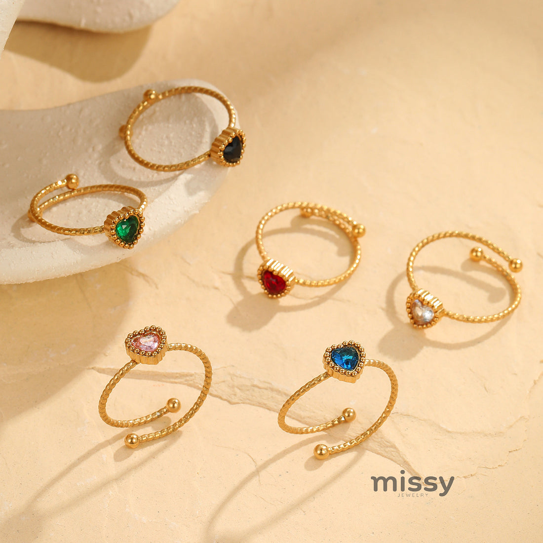Gisselle Retro Heart Open Ring [JG03ACB7]
