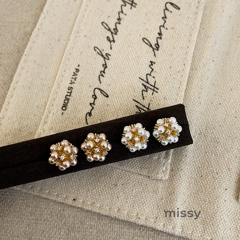 Giulietta Pearl Flower Earrings [HJC2O2NP]
