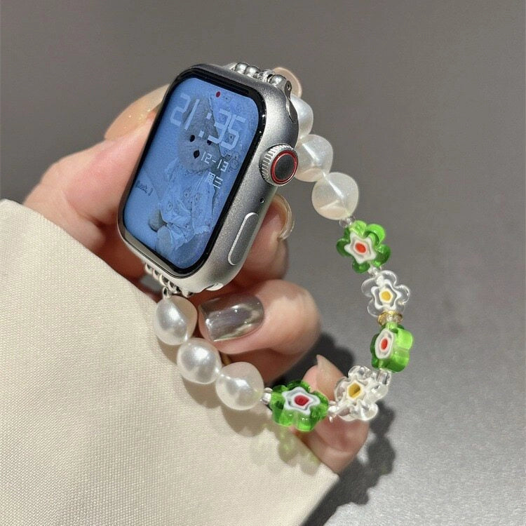 Glass Flower Beaded Watch Strap [JNABFJEZ]