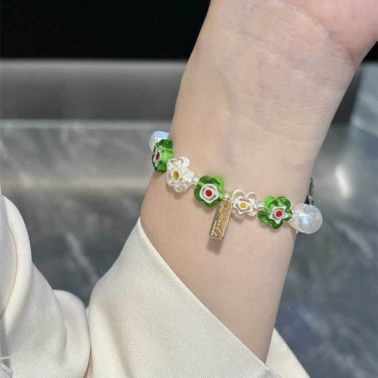Glass Flower Beaded Watch Strap [JNABFJEZ]