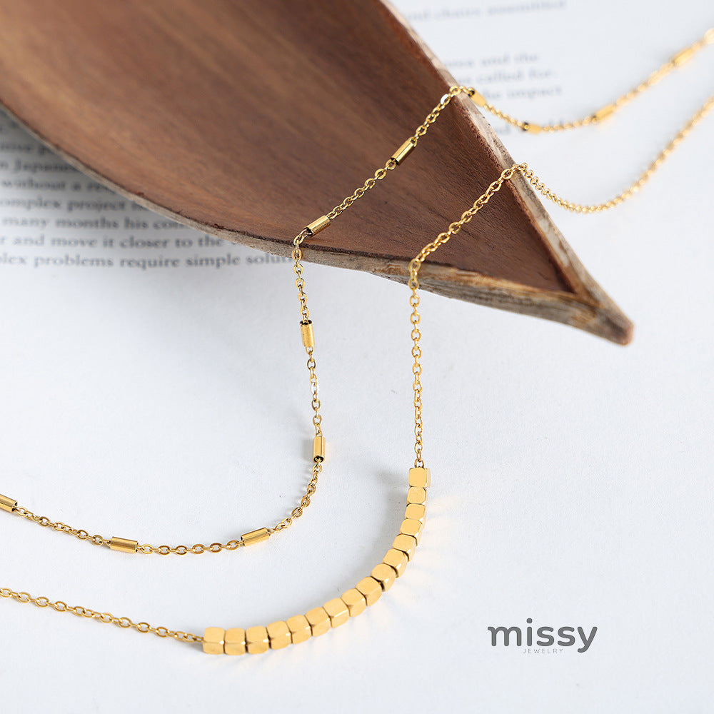 Gloriana Layered Square Bead Necklace [8IA6LCT9]