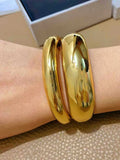 Glossy Curved Wide Cuff Bracelet [DF22G6K1]