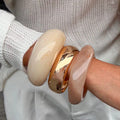 Glossy Geometric Bangle Bracelet Set [WK4ZW8H0]