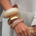 Glossy Geometric Bangle Bracelet Set [KPBASYX0]