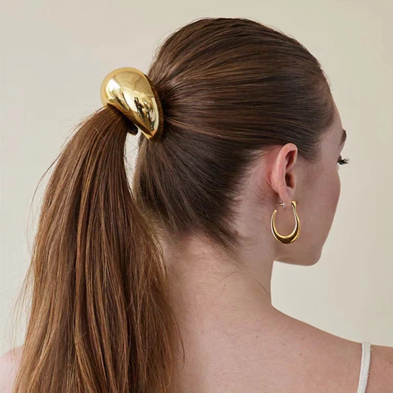 Glossy Metal Ponytail Cuff Hair Tie [C0ISKZC7]