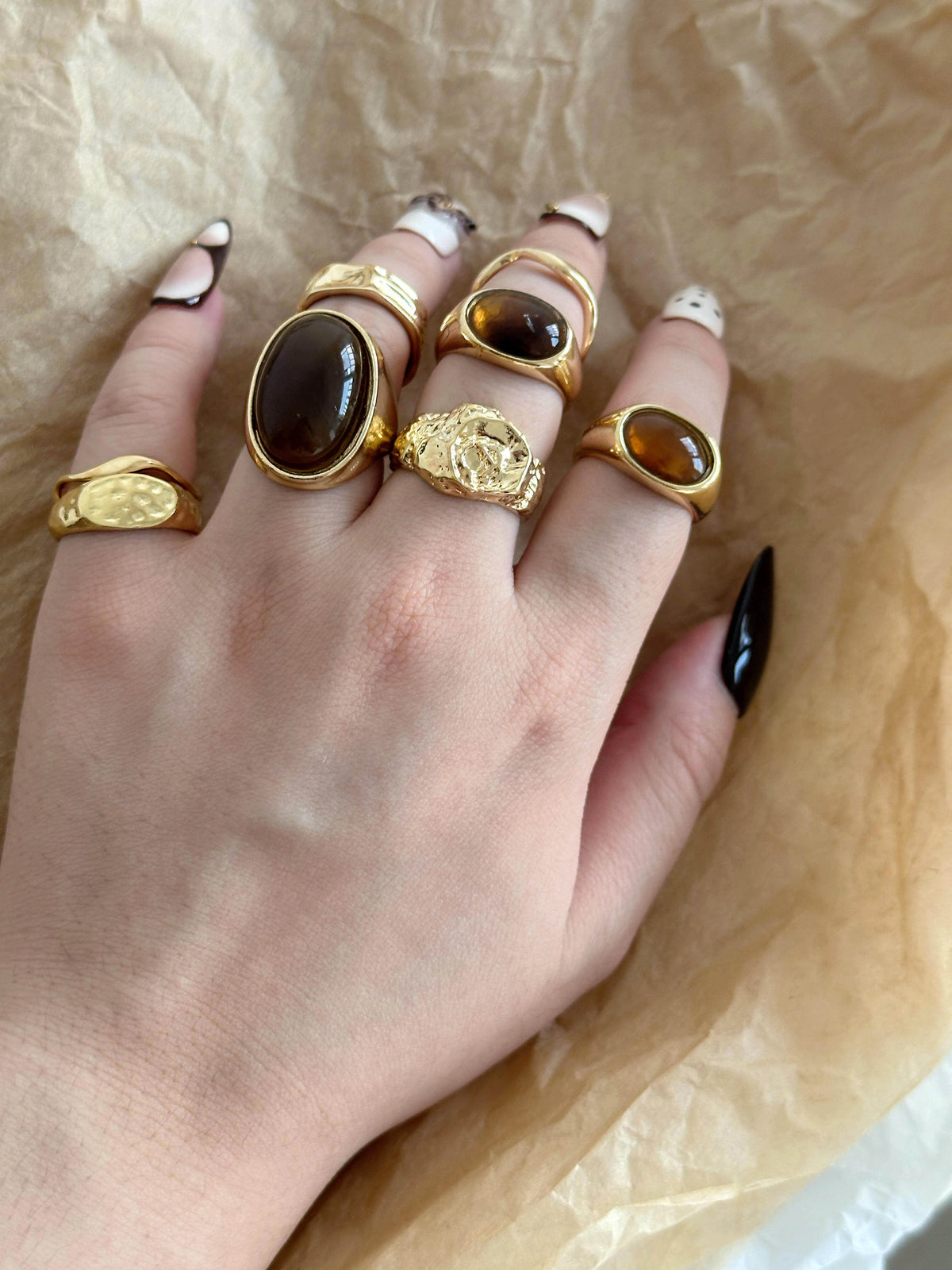 Gold Amber Adjustable Ring [L6EXBDH9]