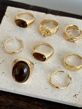 Gold Amber Adjustable Ring [6OGVF0T8]