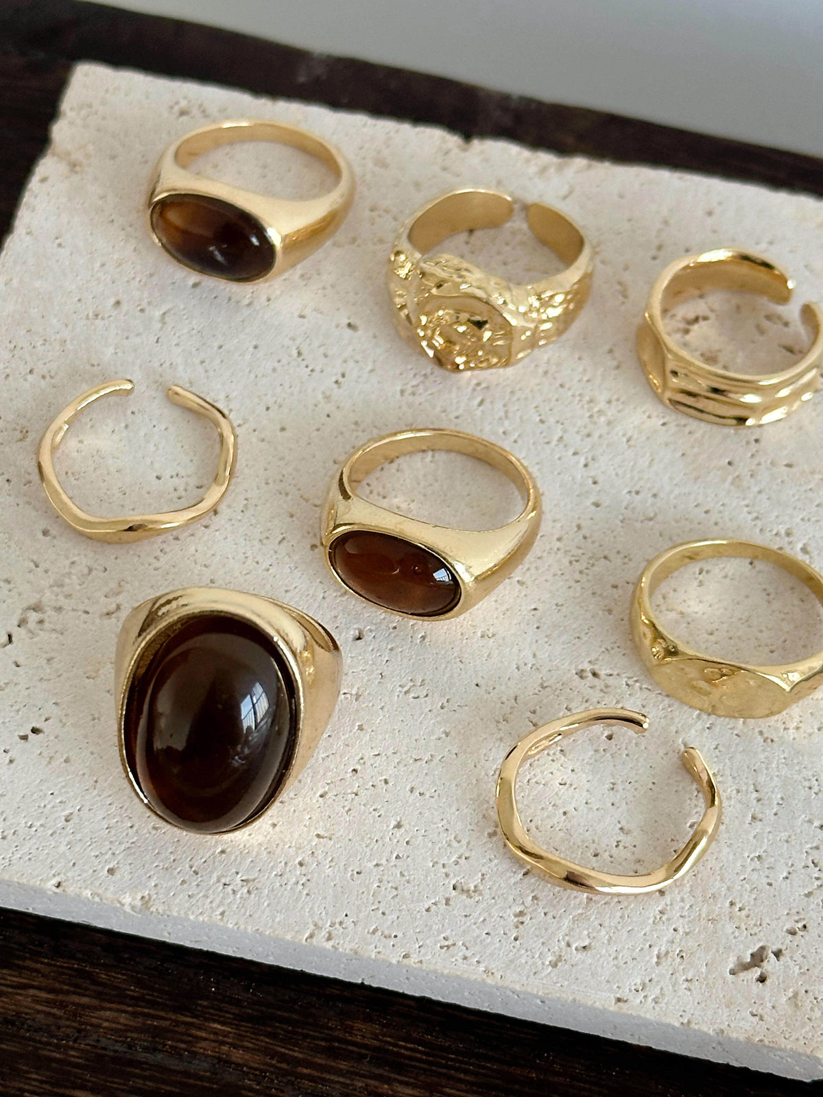 Gold Amber Adjustable Ring [6OGVF0T8]