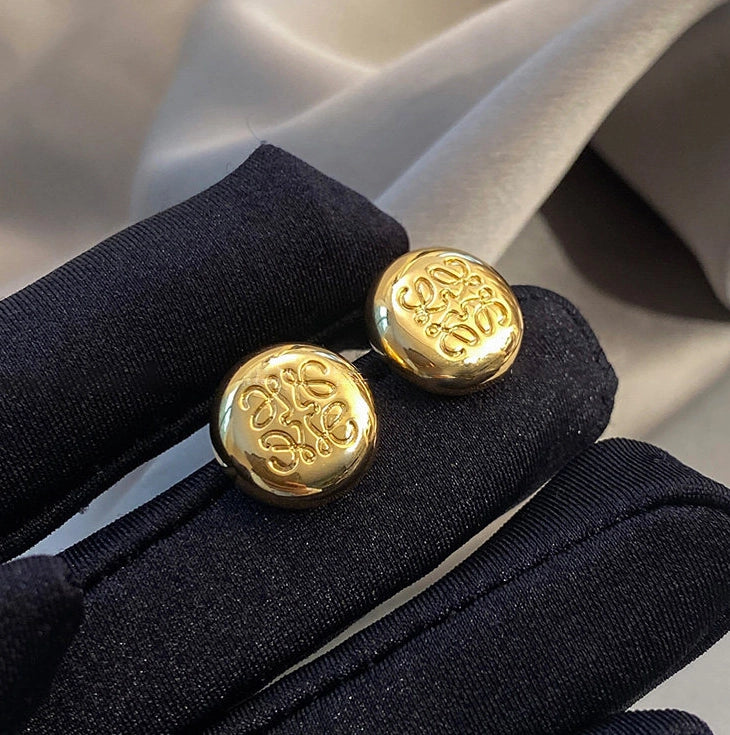 Gold Bean Stud Earrings [LDQ1DZKR]
