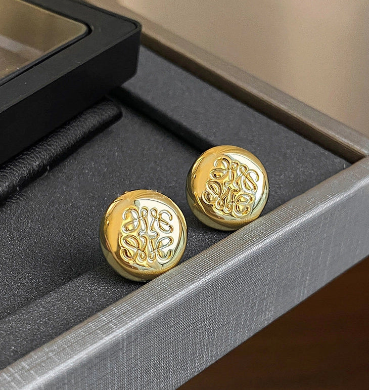 Gold Bean Stud Earrings [OB57XALU]