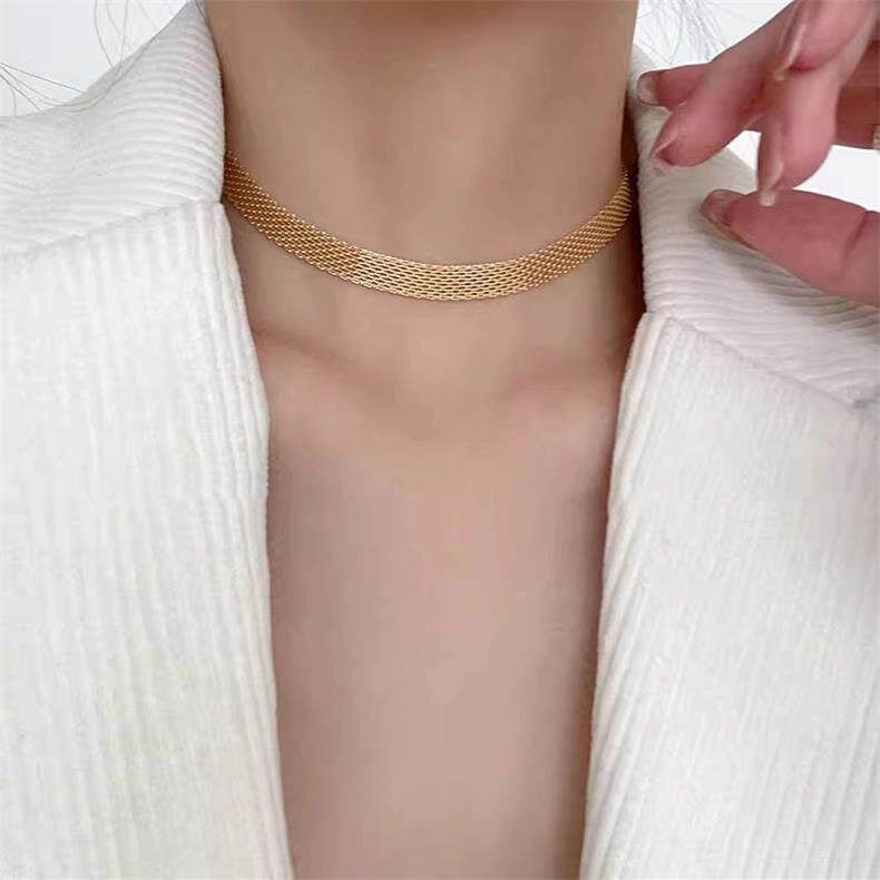 Gold Tone Chunky Chain Choker [XY4U122S]