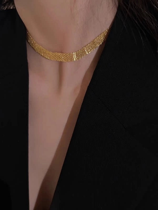 Gold Tone Chunky Chain Choker [SHAEWQQG]