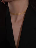 Gold Tone Chunky Chain Choker [F80X073O]