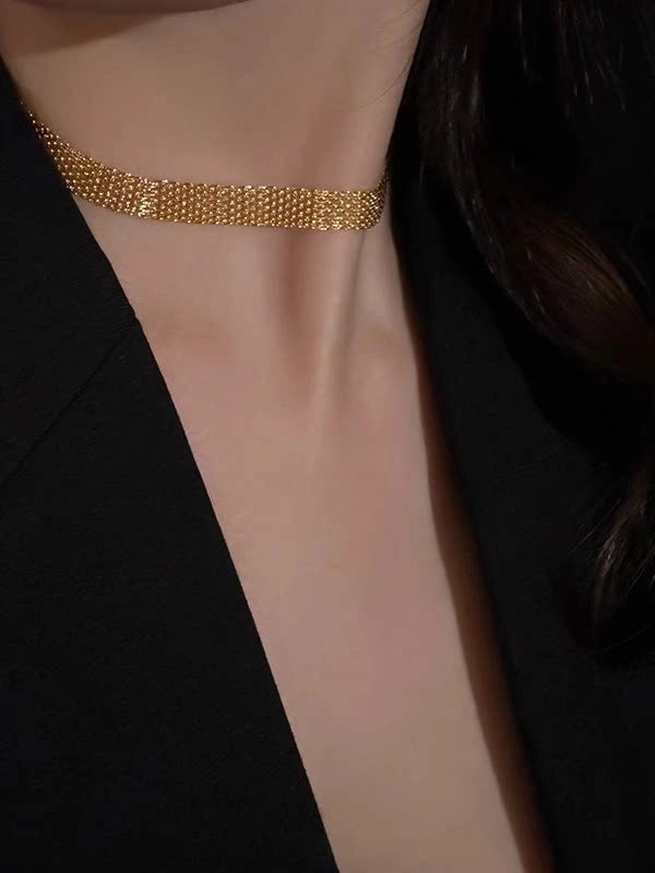 Gold Tone Chunky Chain Choker [VE0JGVCK]