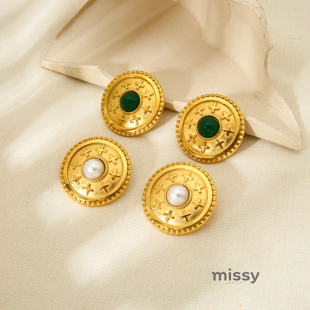 Gracelynne Vintage Pearl Button Earrings [8U431Y0C]