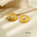 Gracelynne Vintage Pearl Button Earrings [918IFDNK]