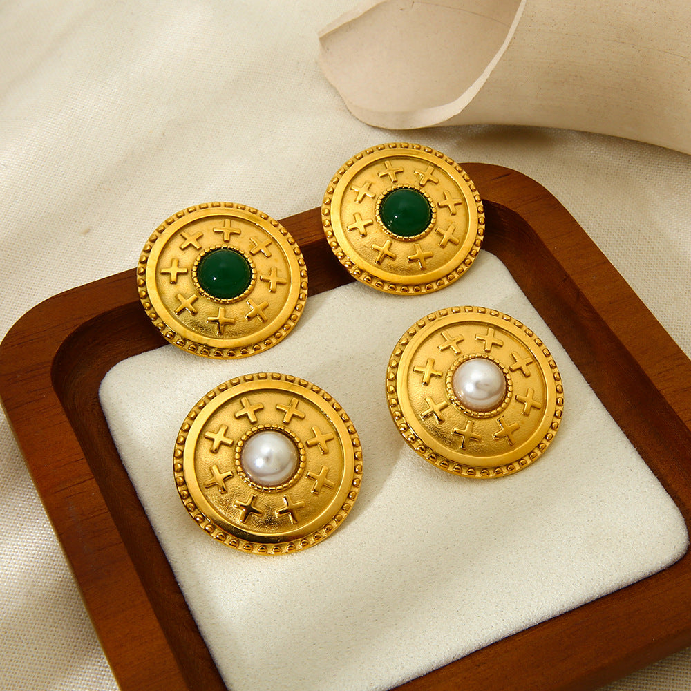 Gracelynne Vintage Pearl Button Earrings [UJBA1HQW]