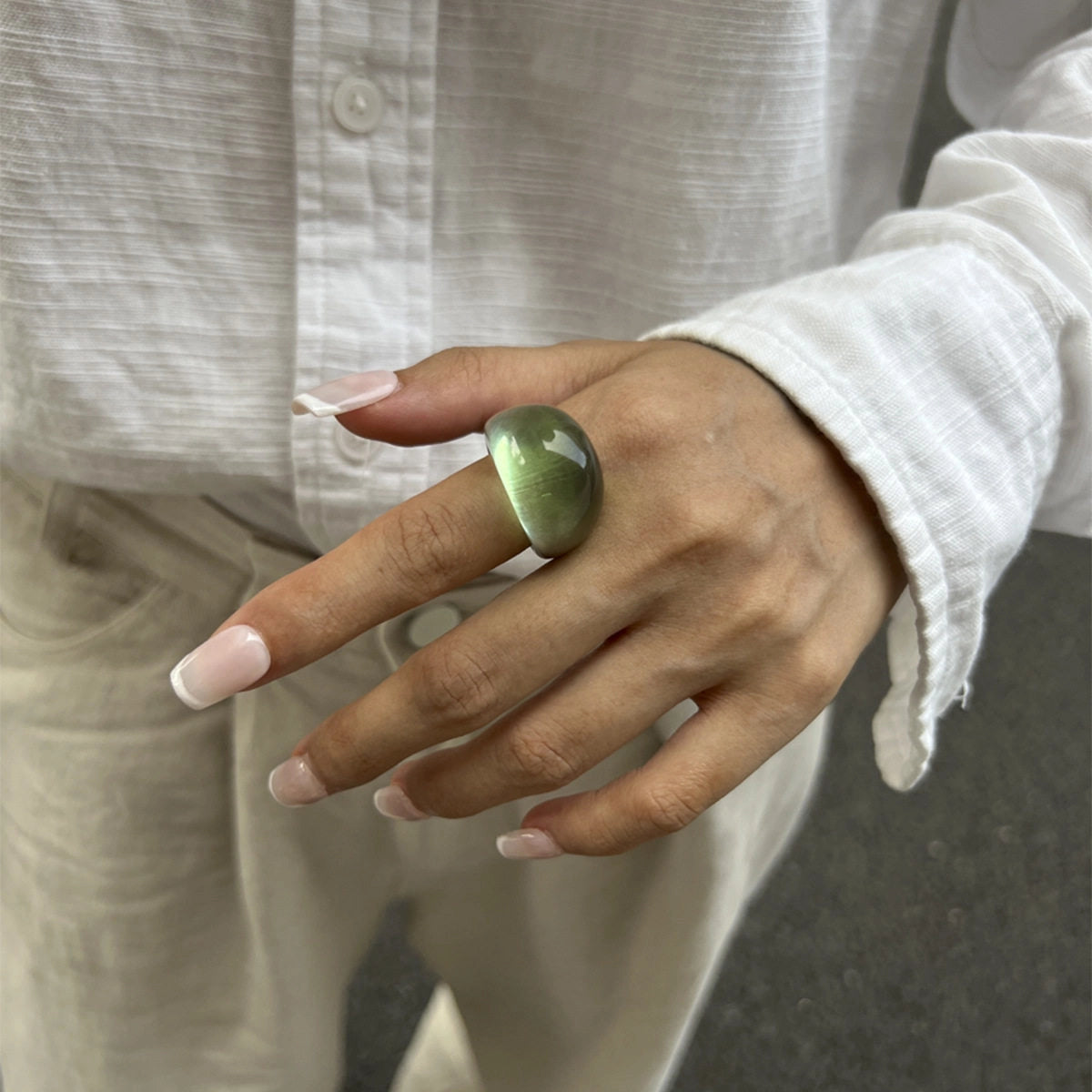 Gradient Resin Wide Band Ring [AQYTGEC6]
