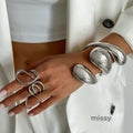 Gray Sculptural Teardrop Cuff [481WT3XY]