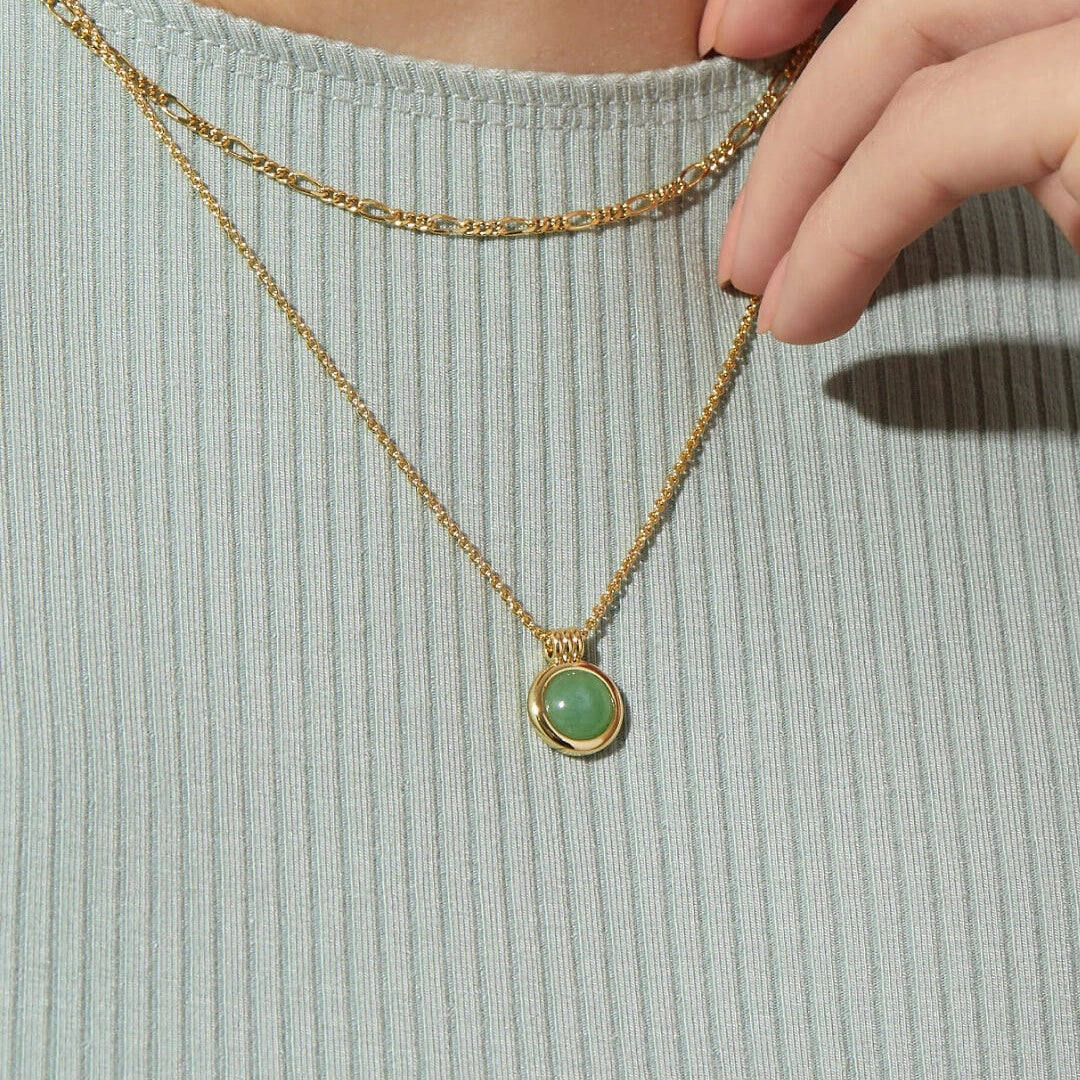 Green Aventurine Natural Stone Necklace [GRPVDLK2]