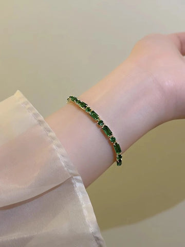 Green Stone Beaded Bracelet [V7TI5HE3]