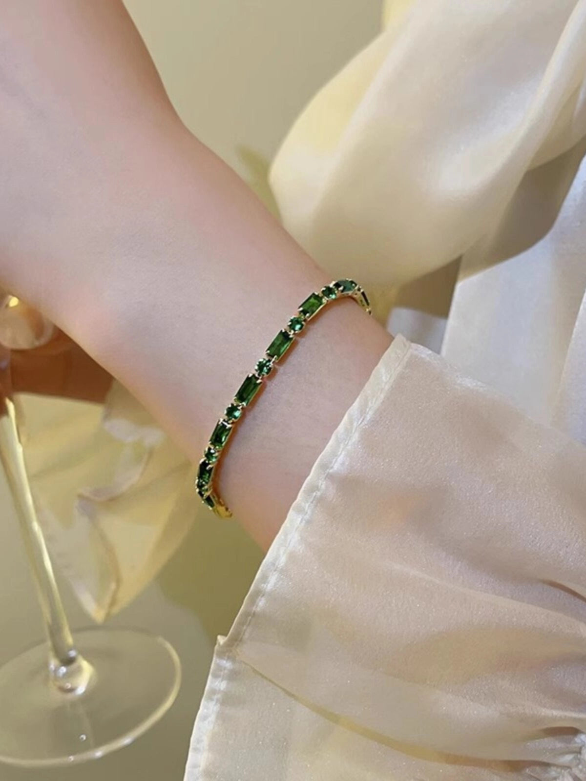 Green Stone Beaded Bracelet [4H8R3Q4H]