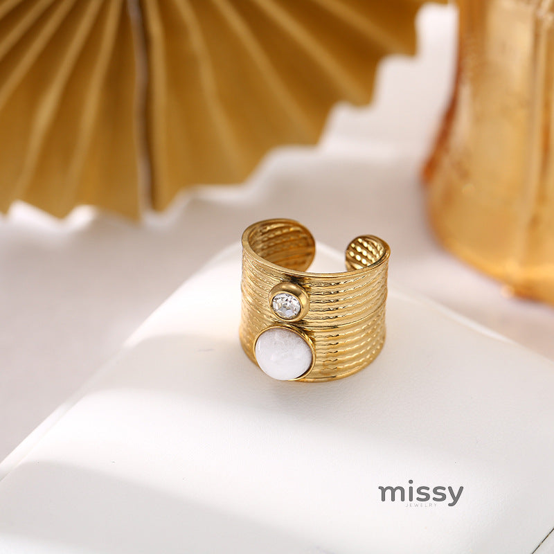 Hadlie Natural Stone Open Ring [OZPW51O6]