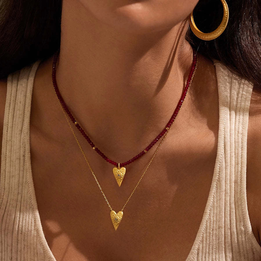 Hamsa Hand and Heart Pendant Necklace [5UC7R4QU]