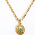 Hand-Painted Floral Pendant Necklace [0IFAPJ2D]