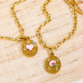 Hand-Painted Floral Pendant Necklace [5417TA9K]
