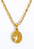 Hand-Painted Floral Pendant Necklace [FW2W8JL1]