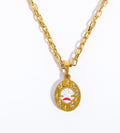 Hand-Painted Floral Pendant Necklace [9SQ2JVY9]