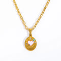 Hand-Painted Floral Pendant Necklace [OORFJG80]