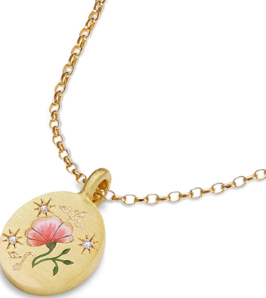 Hand-Painted Floral Pendant Necklace [BD6FQD84]