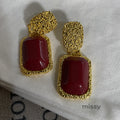 Harmony Red Geometric Drop Earrings [M6J9J3G2]