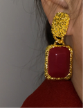 Harmony Red Geometric Drop Earrings [KM6JP2RN]