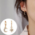 Haset Star Moon Asymmetric Earrings [D0XYMQNA]