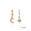 Haset Star Moon Asymmetric Earrings [REKU644R]