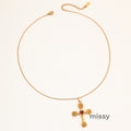 Haylie Diamond Rose Cross Necklace [0A6J6ERP]