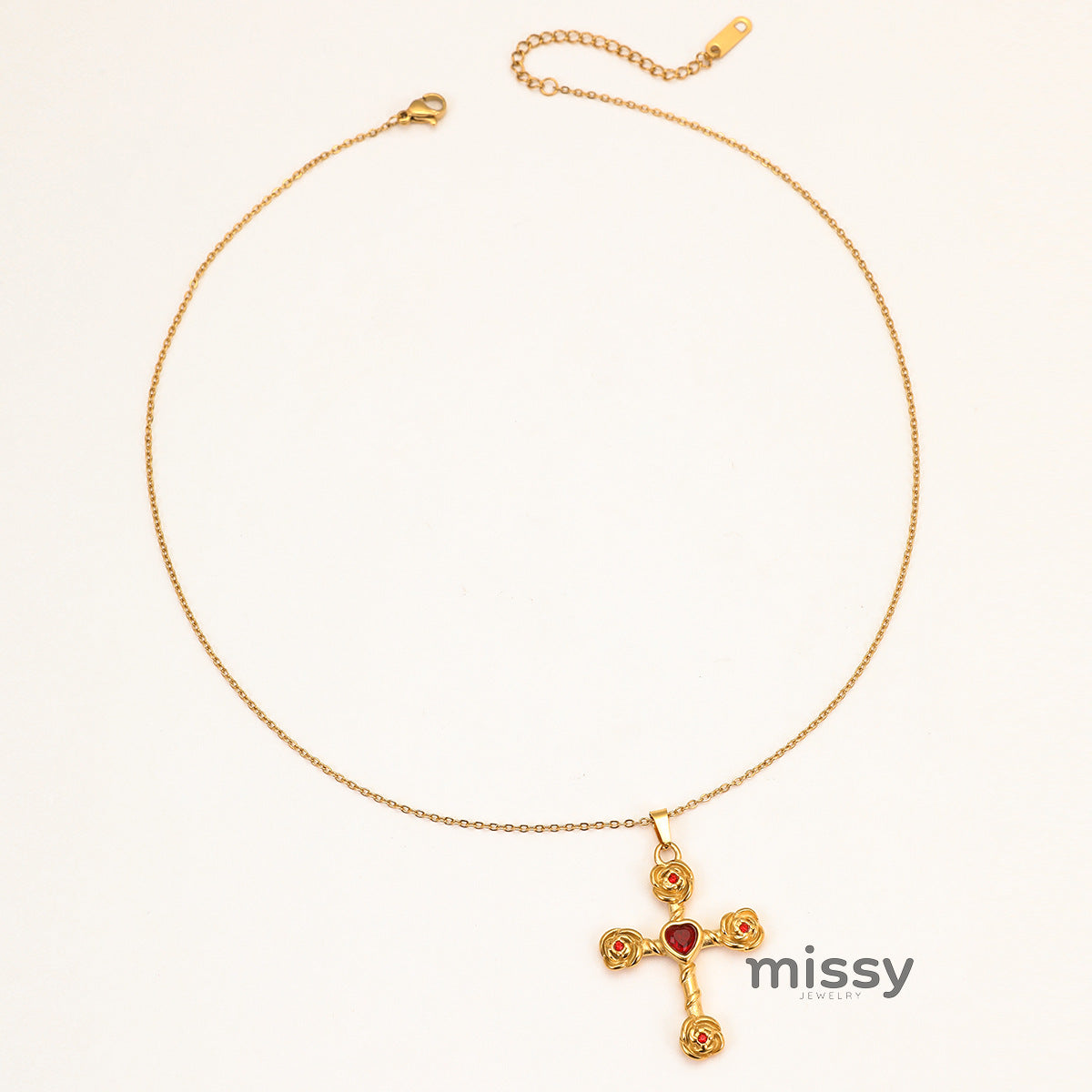 Haylie Diamond Rose Cross Necklace [0A6J6ERP]