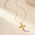 Haylie Diamond Rose Cross Necklace [3R8ITJIQ]