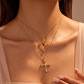Haylie Diamond Rose Cross Necklace [J9KMWKSL]
