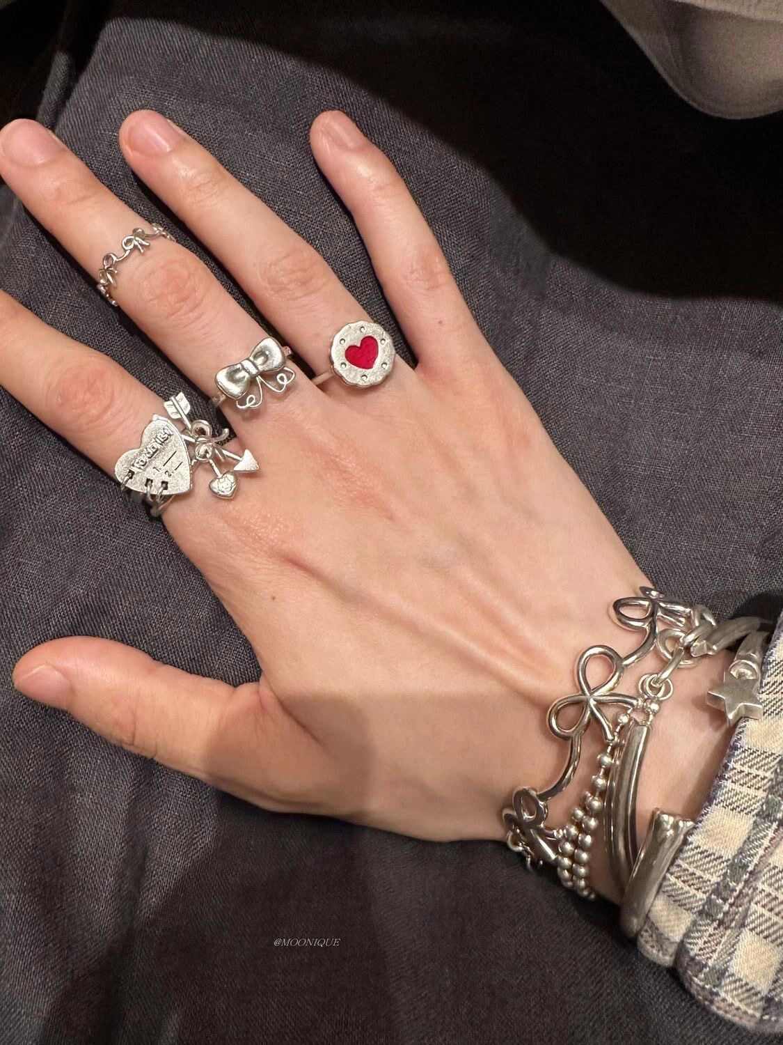 Heart Bow Open Ring [HEFO1YTI]