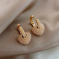Heart Shaped Pearl Hoop Earrings [A9TBG3NY]