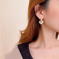 Heart Shaped Pearl Hoop Earrings [YHGSI9IP]
